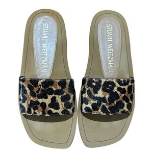 Stuart Weitzman Delilah leopard print/calf hair  Pattern Sandals size 7B